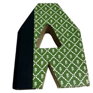 Vintage book in letter A bookend green blue